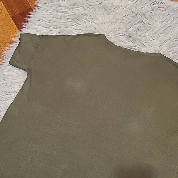 Eileen fisher womens silk, organic linen army‎ green flowy tshirt size pm - Picture 6 of 6